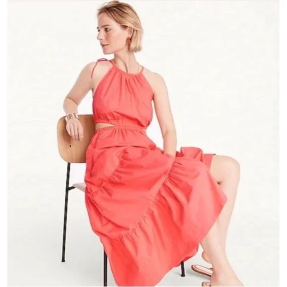 J.Crew Harbour Side Cutout ruffle cotton Maxi Dress size M